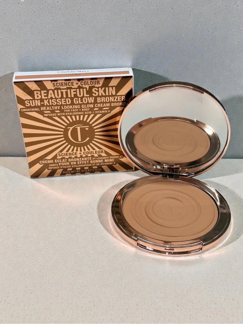 Charlotte Tilbury Sun-Kissed Glow Bronzer Shade 1 Fair Pale Full Size 0.74oz NIB